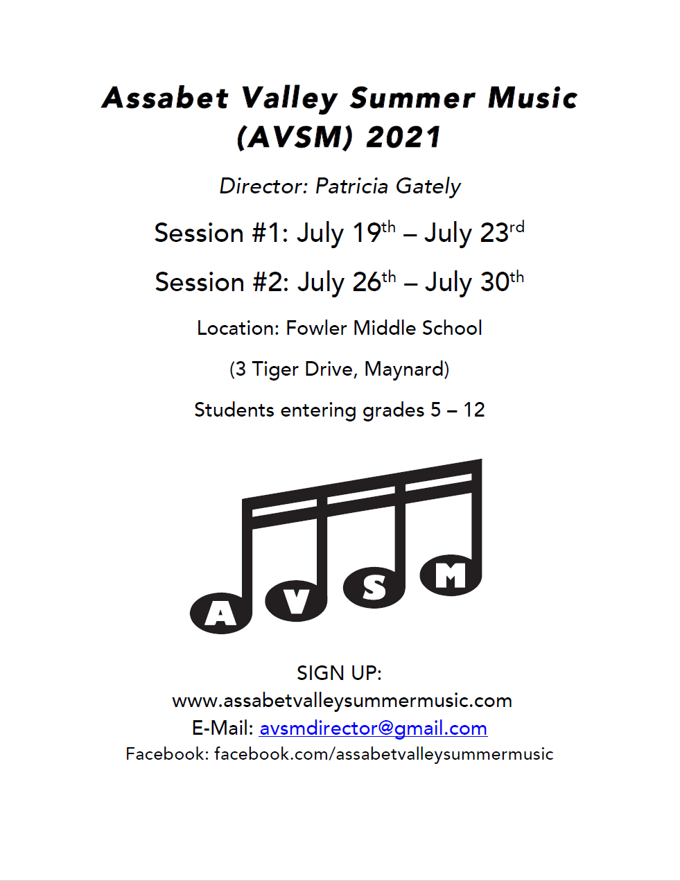 Sign up for the Assabet Valley Summer Music program! Maynard Music